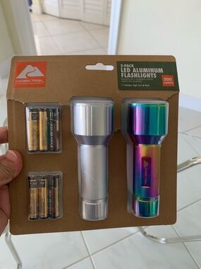 Ozark Trail Silver and Rainbow Aluminum LED Flashlight 2-Pack